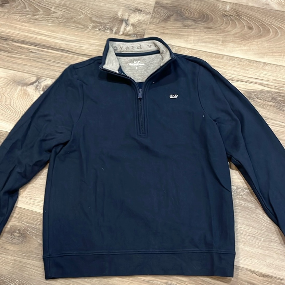 Boys Vineyard Vines long sleeve 1/4 zip polo. Navy blue. Size L (16)